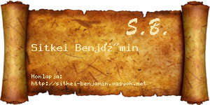 Sitkei Benjámin névjegykártya